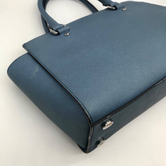 Michael Kors Blue Saffiano Leather Selma Satchel - Picture 9 of 10